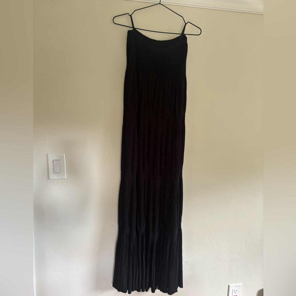 Alaia Black Accordion Knit Maxi Skirt